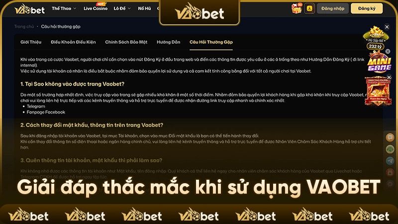 Giải đáp thắc mắc khi sử dụng VAOBET
